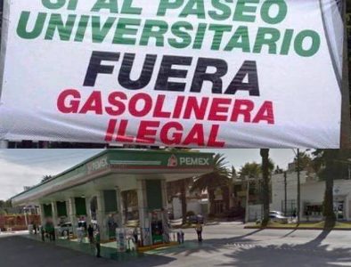 Vecinos a favor de Paseo Universitario arremeten contra gasolinera “ilegal”