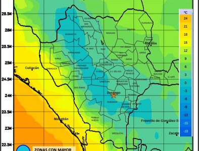 Advierte Conagua temperaturas inferiores a 0°C en zona sierra de Durango