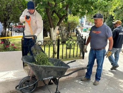 Parques y Jardines dan mantenimiento a espacios públicos de Vicente Guerrero