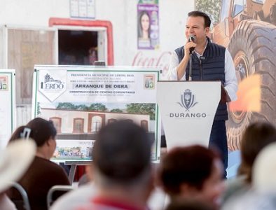 Con Esteban, inicia construcción de Centro Comunitario en Villa Juan E. García, Lerdo